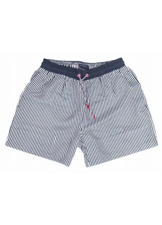 Férfi fürdőnadrág, Captain Mike, gyorsan száradó, sötétkék-fehér, 100% poliészter