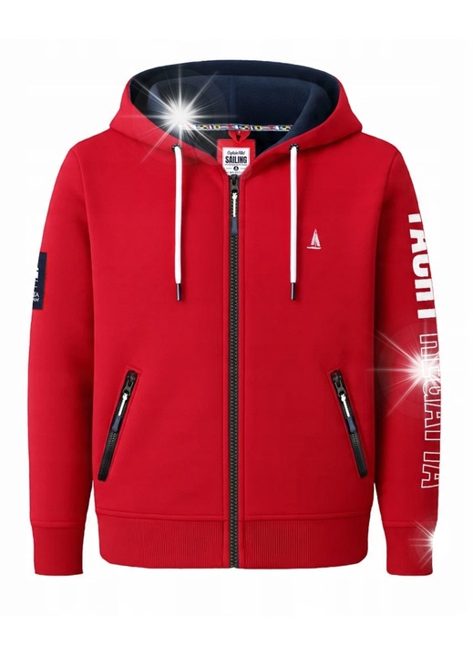 Hanorac dama Captain Mike Sailing, rosu, bumbac si poliester, gluga reglabila, buzunar tip cangur, M INTL