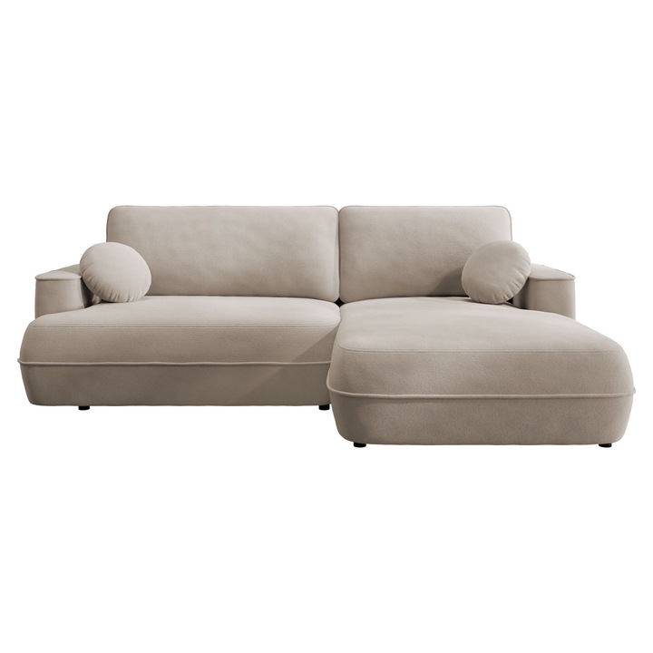 Coltar cu functie de dormit Tinoly dreapta, MIRJAN 24, bej, 168x260x87 cm