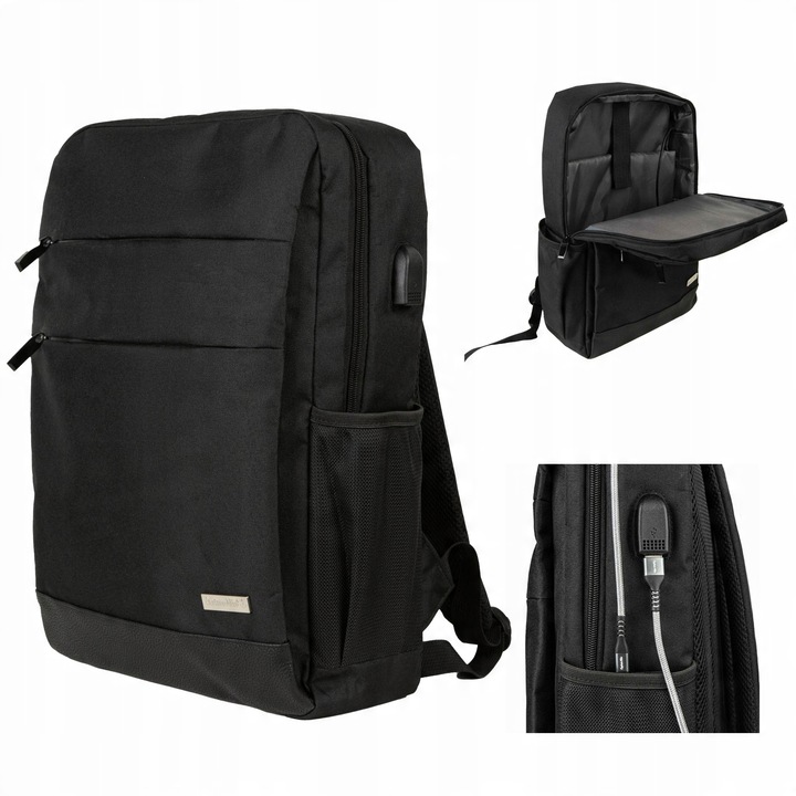 Rucsac urban Captain Mike pentru laptop 13L, 33x10,5x41,5cm, cu USB, pentru laptop 15,6"