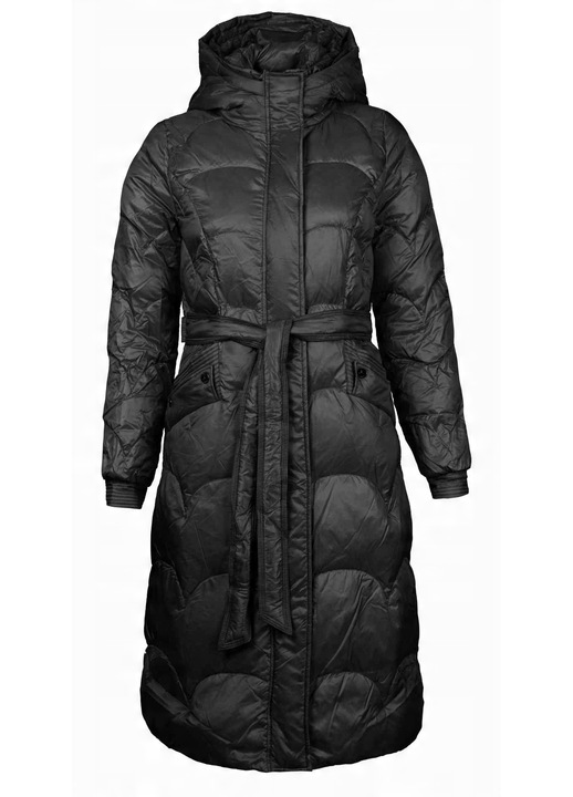 Geaca de iarna lunga pentru femei, Captain Mike, puf natural, impermeabila, neagra