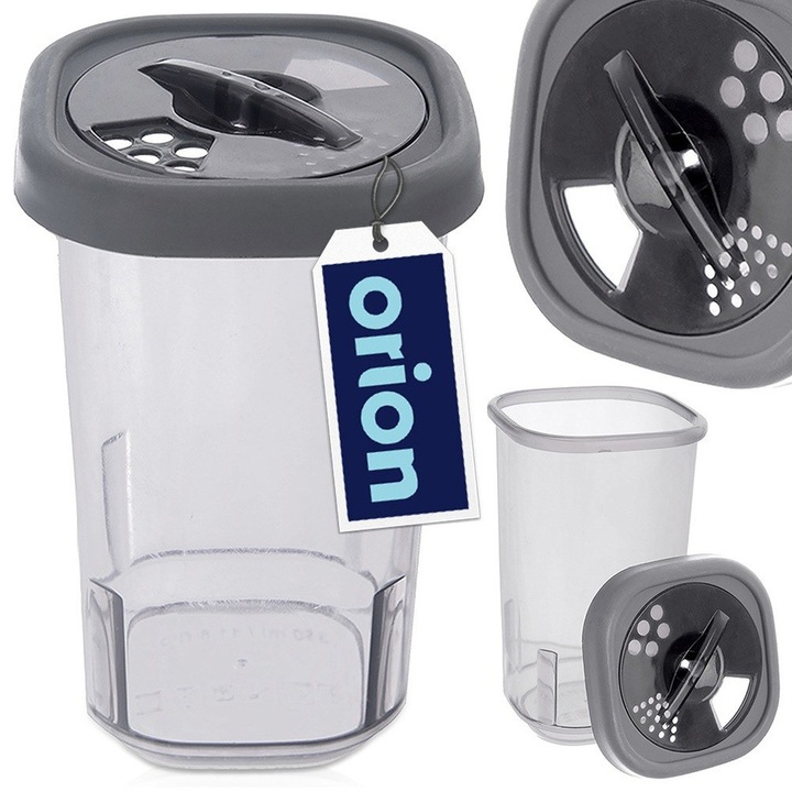 Recipient Pentru Condimente, Orion, 320 ml, 7.2x7.2x11.5 cm, Sticla, Fara Bpa, Reglare A Dozarii In Trei Trepte, Potrivit Pentru Masina De Spalat Vase, Gri Inchis