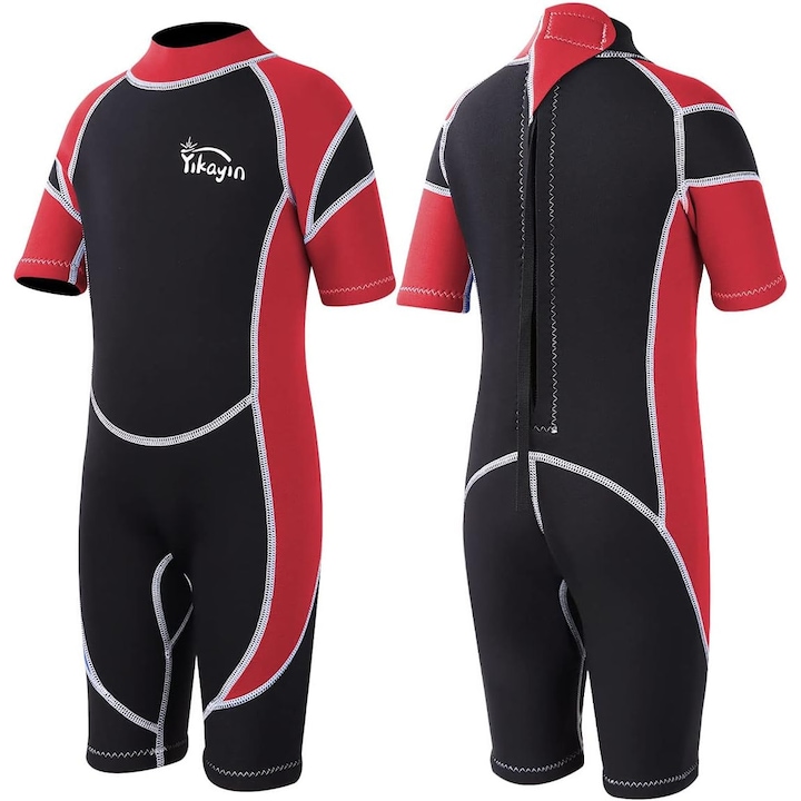 Costum de inot pentru copii, din neopren 2.5mm, pentru baieti si fete, protectie termica si UV, inchidere cu fermoar, cursuri de inot, scufundari, surfing, snorkelling, marimea M