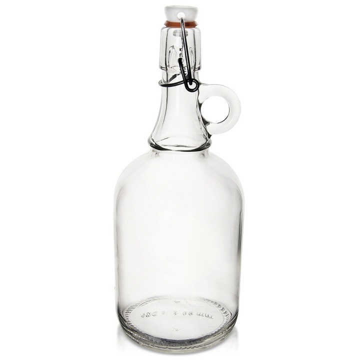 Стъклена бутилка с щипка, ORION, 1 л, ретро, 10x10x26 cm