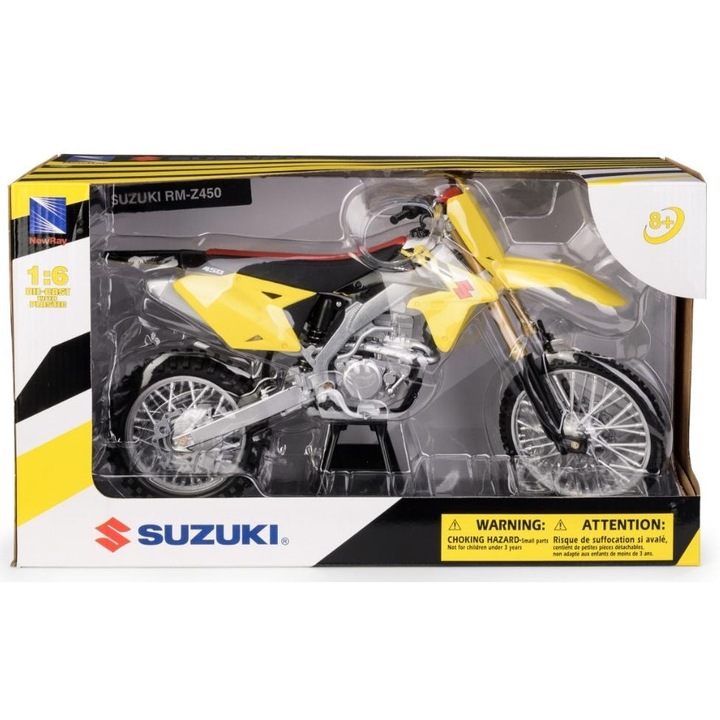 Motorkerékpár modell 1:6, Suzuki RM-Z450, fémes, 36x14x21cm, New Ray