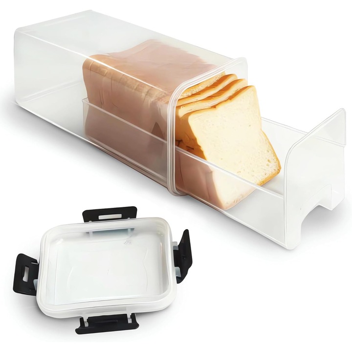 Кутия за хляб с чекмедже, MWAOWM, 34x11.5x11.5см, херметичен капак, пластмаса без BPA