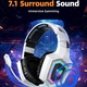 Геймърски слушалки OnXsmart B100 Безжични и с кабел, Bluetooth 5.3, 7.1 съраунд звук, RGB осветление, Бели