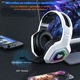 Геймърски слушалки OnXsmart B100 Безжични и с кабел, Bluetooth 5.3, 7.1 съраунд звук, RGB осветление, Бели