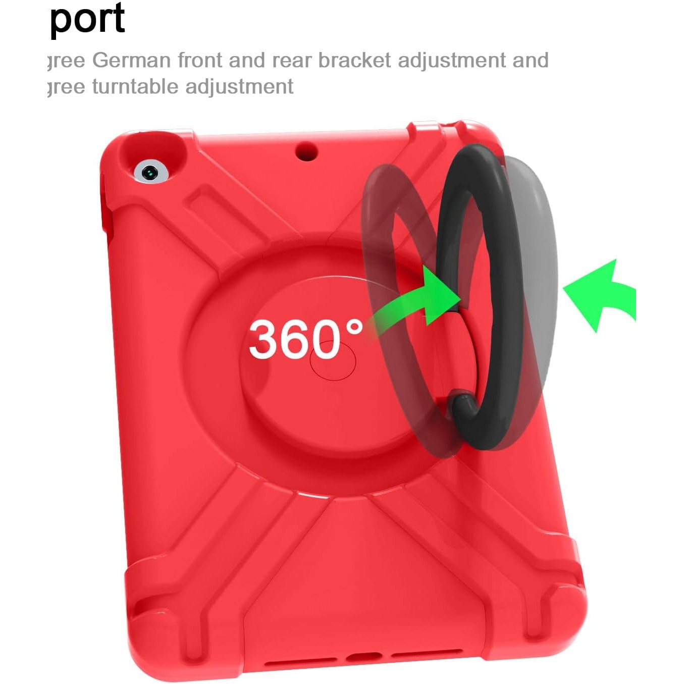 Husa Sigloo pentru iPad 9.7", Compatibila iPad 6 (2018), iPad 5 (2017), iPad Air & Air 2, cu Suport Rotativ, TPU Moale, Protectie Antisoc, Rosu
