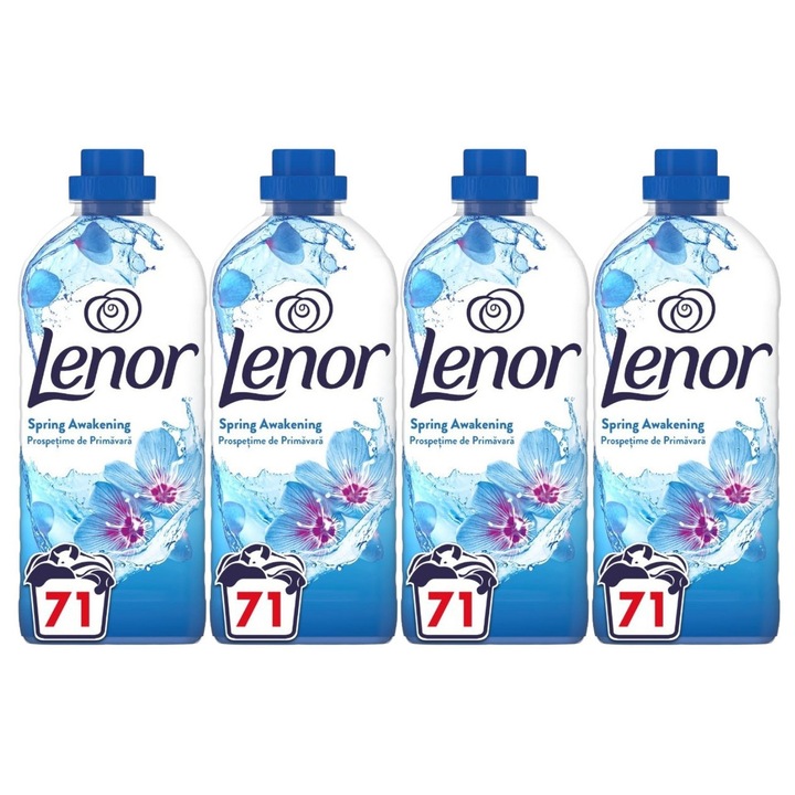 Set 4 x Lenor Balsam Rufe 1491ml Spring Awakening 71 Spalari, ingrijire delicata a tesaturilor, protectie impotriva uzurii, protectie impotriva calcarului, alergeni redusi, tehnologie anti-miros