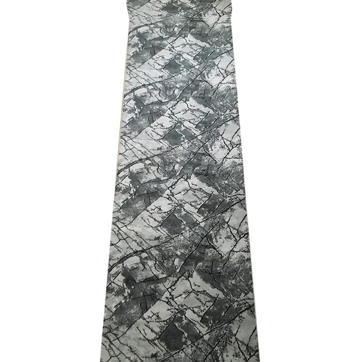 Traversa Antiderapanta cu Nuante Gri, Abstract, Poliester, 60 x 100 cm