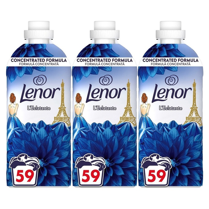Set 3 x Lenor Balsam Rufe 1239ml Briliant 59 Spalari, ingrijire delicata a tesaturilor, protectie impotriva uzurii, protectie impotriva calcarului, alergeni redusi, tehnologie anti-miros