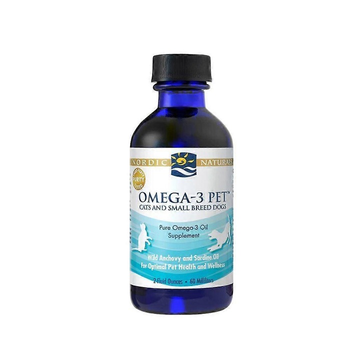 Supliment nutritiv Omega-3 pentru animale, Nordic Naturals, 60ml, sanatatea inimii, sanatatea pielii si blanii