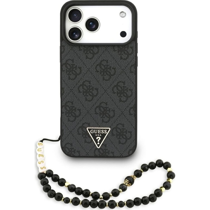 Калъф, Guess 4G Strap Triangle Logo Magnet за iPhone 17 Pro Max, Черно
