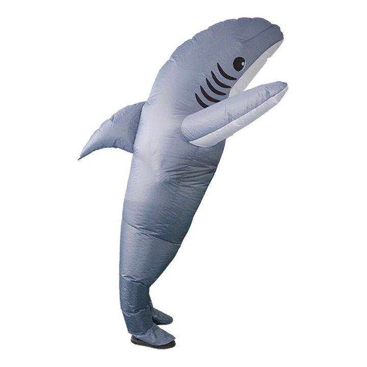 Costum gonflabil delfin, gri, 34x24x5cm, cu ventilator