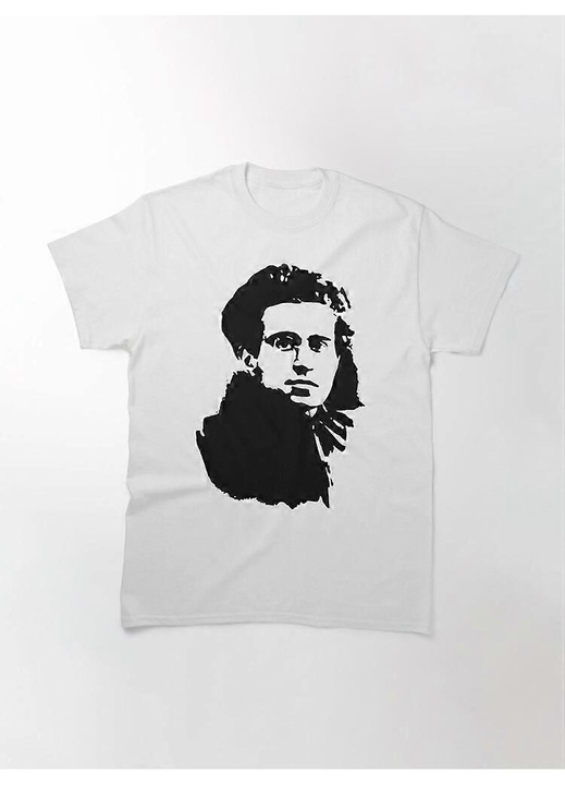 Férfi póló, Antonio Gramsci-2 Classic, pamut, fehér, minőségi nyomat