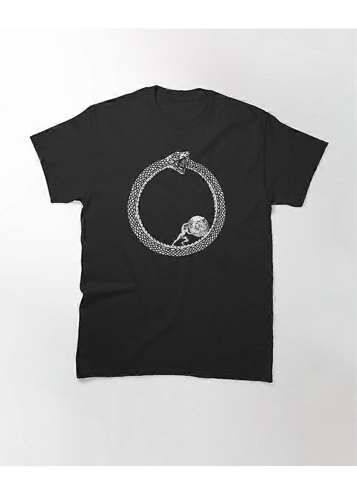 Unisex póló, Sziszüphosz egy Ouroboros kígyóban, 100% pamut, fekete, kényelmes