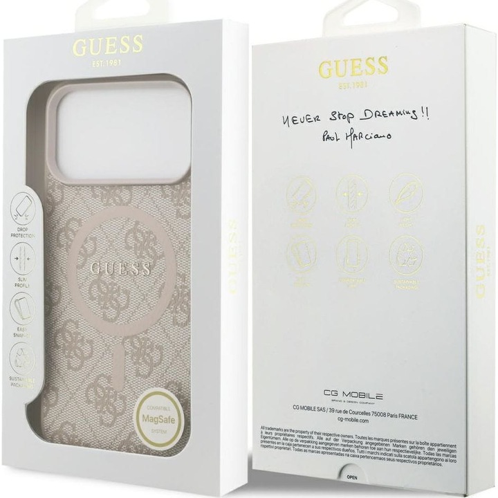 Husa, Guess Hardcase 4G Ring Classic Logo Magnet pentru iPhone 17 Pro Max, Roz