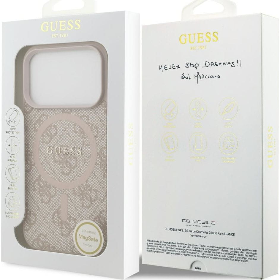 Husa, Guess Hardcase 4G Ring Classic Logo Magnet pentru iPhone 17 Pro, Roz