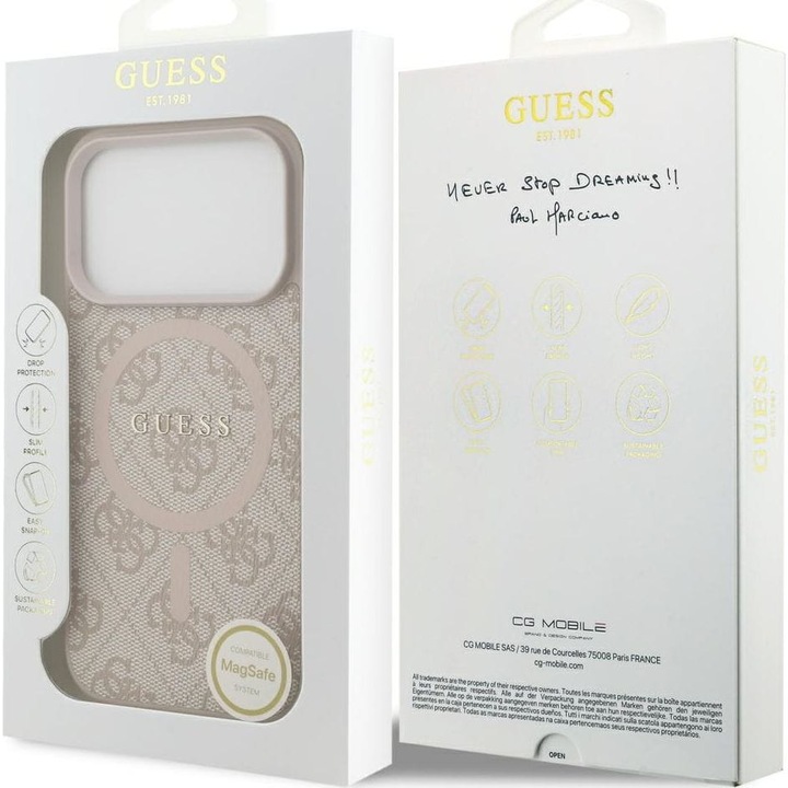 Husa, Guess Hardcase 4G Ring Classic Logo Magnet pentru iPhone 17 Pro, Roz