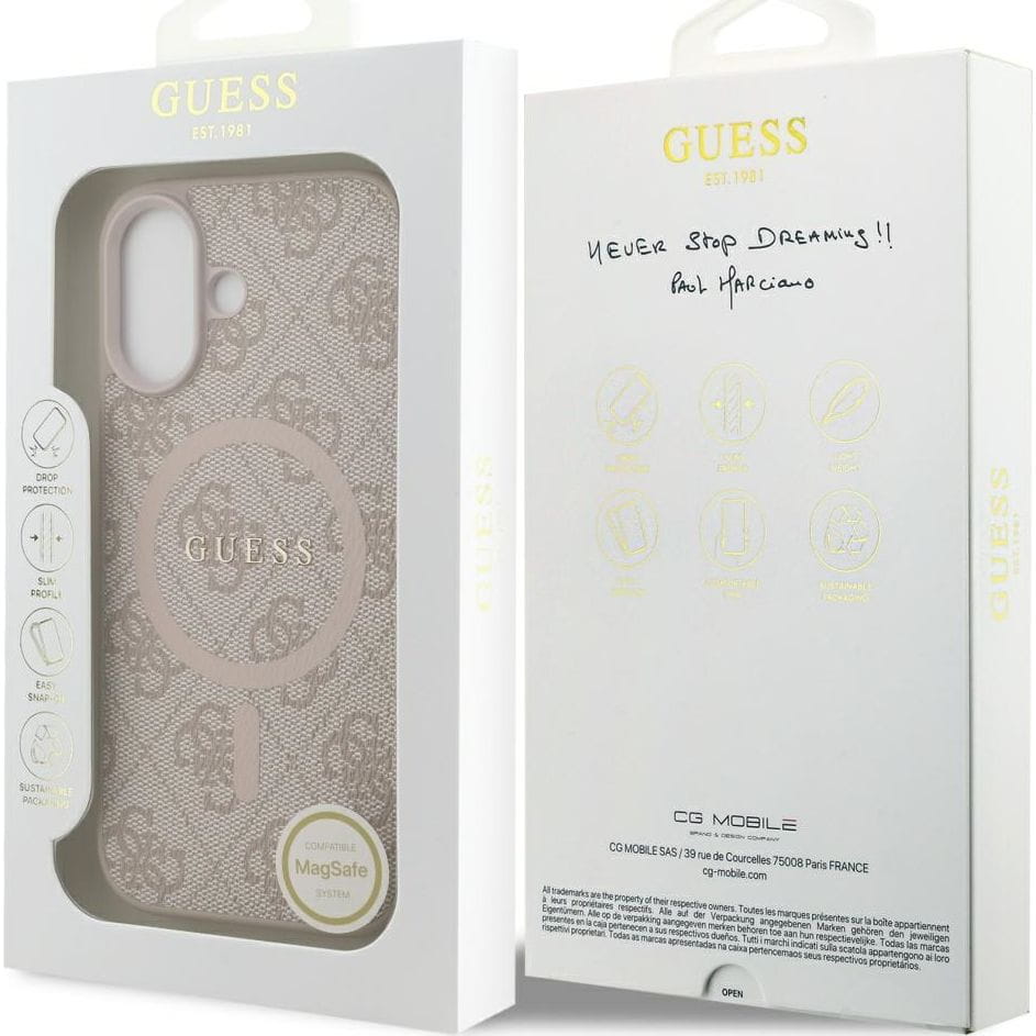 Husa, Guess Hardcase 4G Ring Classic Logo Magnet pentru iPhone 17, Roz