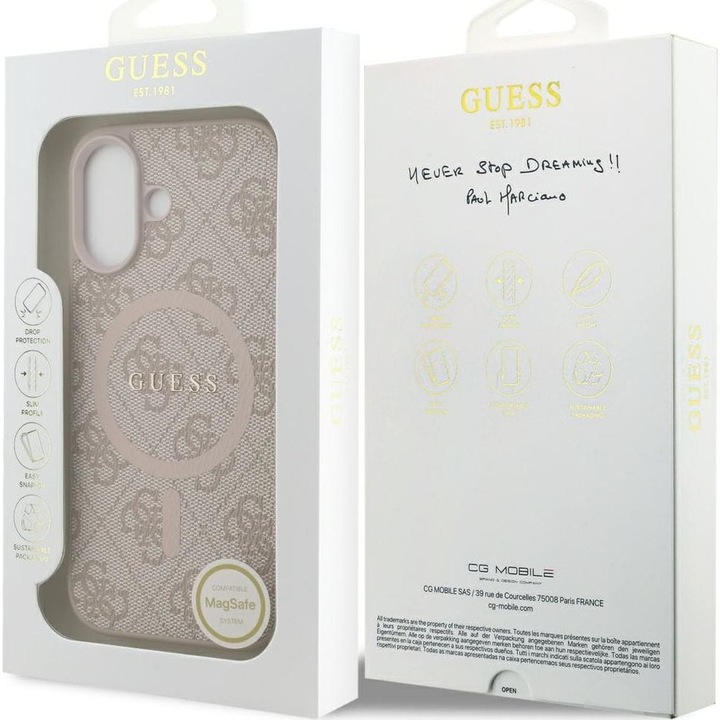 Husa, Guess Hardcase 4G Ring Classic Logo Magnet pentru iPhone 17, Roz