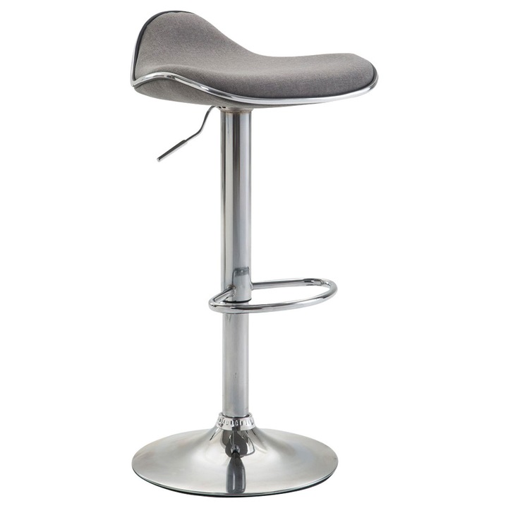 Scaun de bar Shanghai din material textil cromat gri deschis