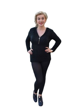 Bluza de toamna-iarna, cu decolteu in V cu fermoar,D&J Exclusive, Negru Bluza de toamna-iarna, cu decolteu in V cu fermoar,D&J Exclusive, Negru