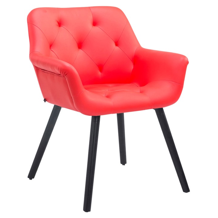 Scaun vizitator Cassidy, piele ecologica neagra rosu