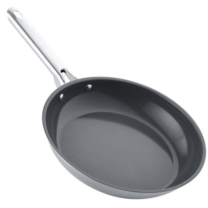 Незалепващ тиган 24см, неръждаема стомана 304, минималистичен дизайн, сив