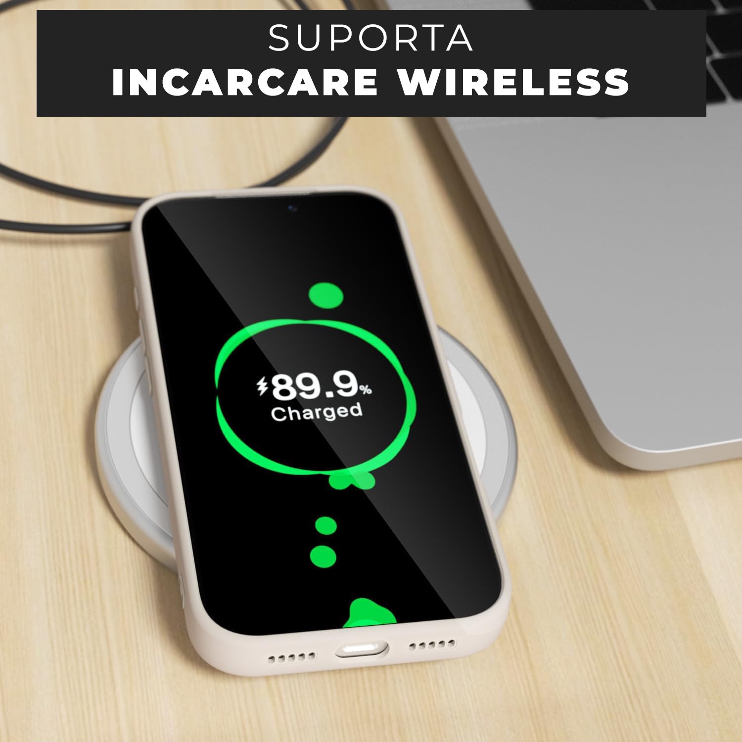 Husa pentru iPhone 17 Pro Max DaDen®, Ultra Slim, Silicon, Calitate Premium, Interior din microfibra, Crem