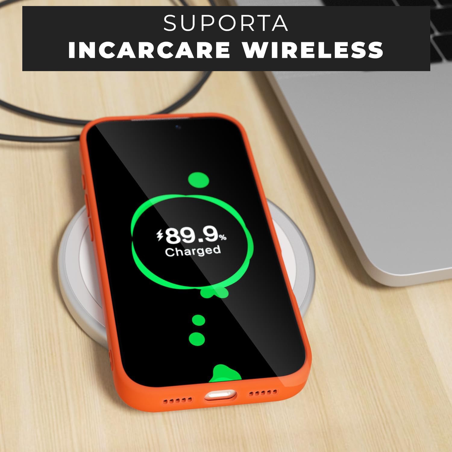 Husa pentru iPhone 17 Pro Max DaDen®, Ultra Slim, Silicon, Calitate Premium, Interior din microfibra, Portocaliu