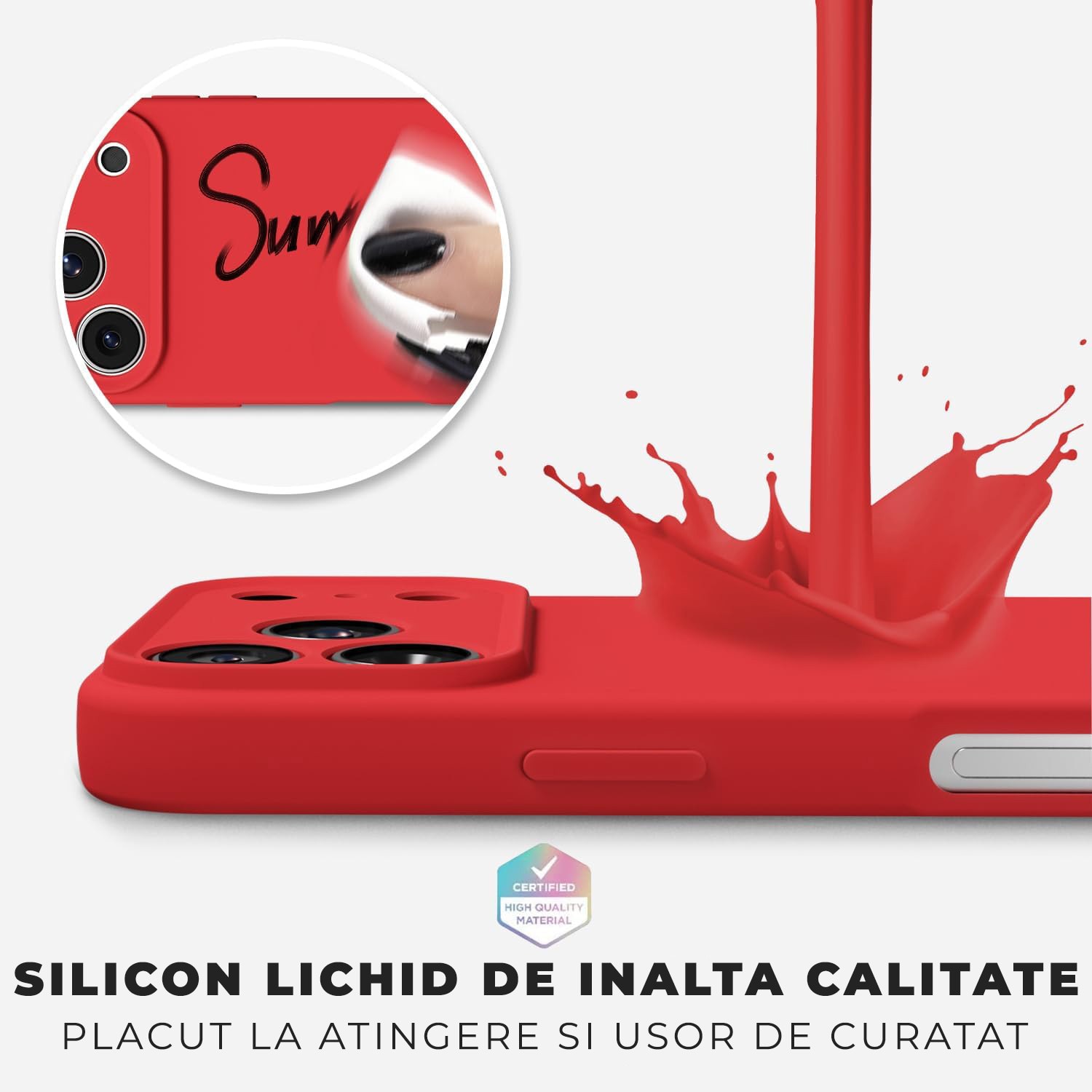 Husa pentru iPhone 17 Pro Max DaDen®, Ultra Slim, Silicon, Calitate Premium, Interior din microfibra, Rosu