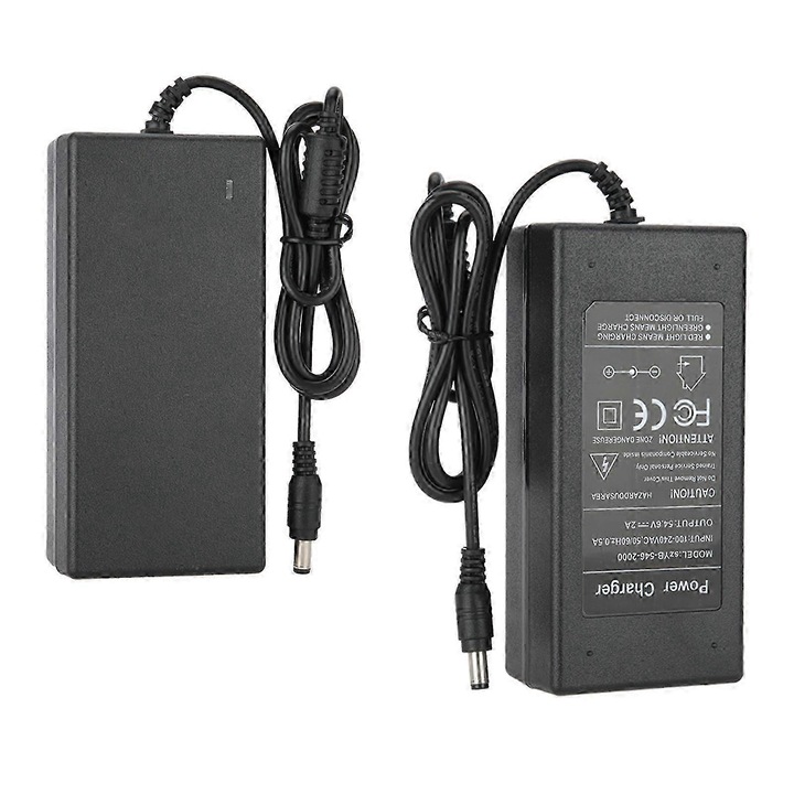 Adaptor de alimentare 54.6V 2A cu indicator LED, priza EU, dimensiuni 13.5x6.5x4cm