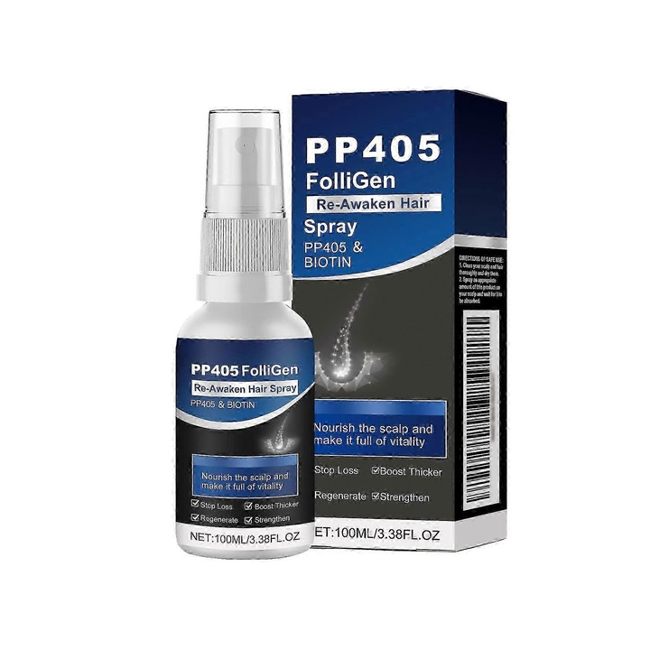 Spray pentru cresterea parului PP405, set 3 bucati, solutie avansata, reduce caderea parului, revitalizare scalp.