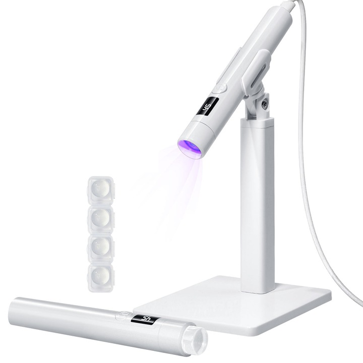 Lampa LED pentru unghii cu suport, 2 timere, uscare rapida, alb, 12.7x7.2x2.2cm