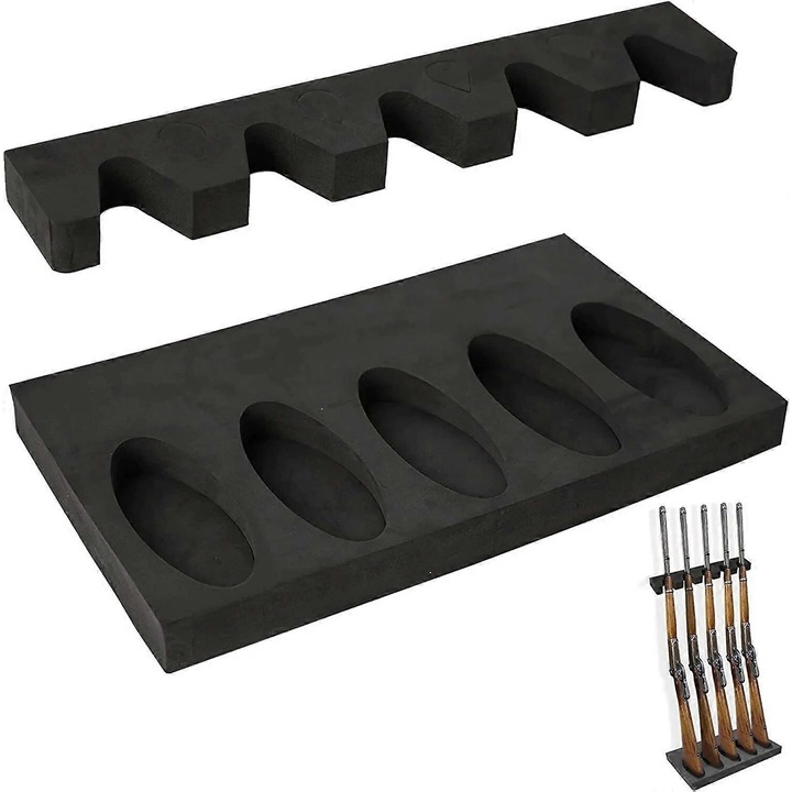 Suport pentru arme cu 5 canale din spuma, design ajustabil, negru