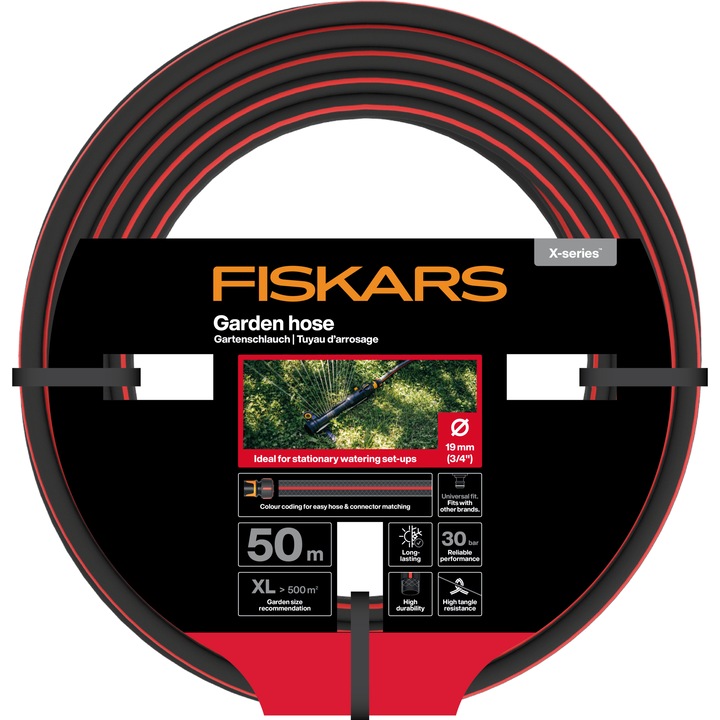 Furtun pentru gradina 50 m, Fiskars X-Series, lungime 50 m, diametru 3/4