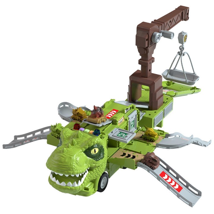 Camion de transport dinozauri electric, set cu muzica si lumini