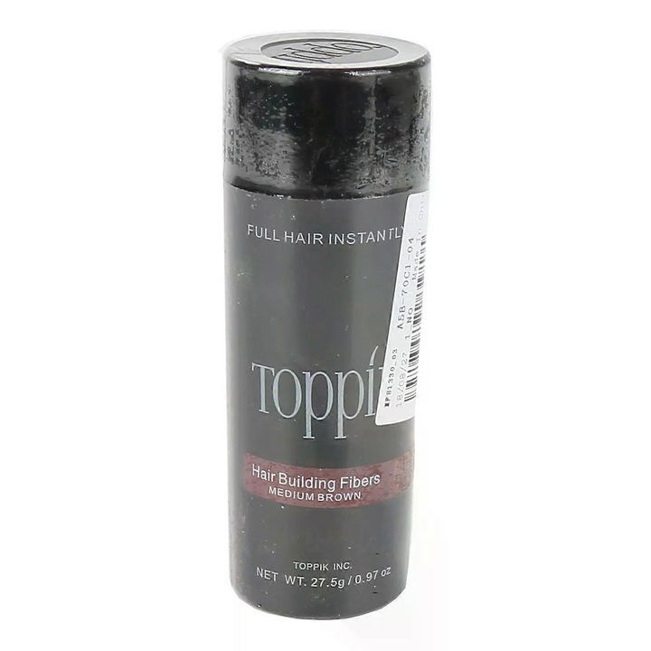 Pudra regenerare par Toppik, fibre de par, aplicator spray, culoare mediu maro, dimensiuni 12x4x4cm