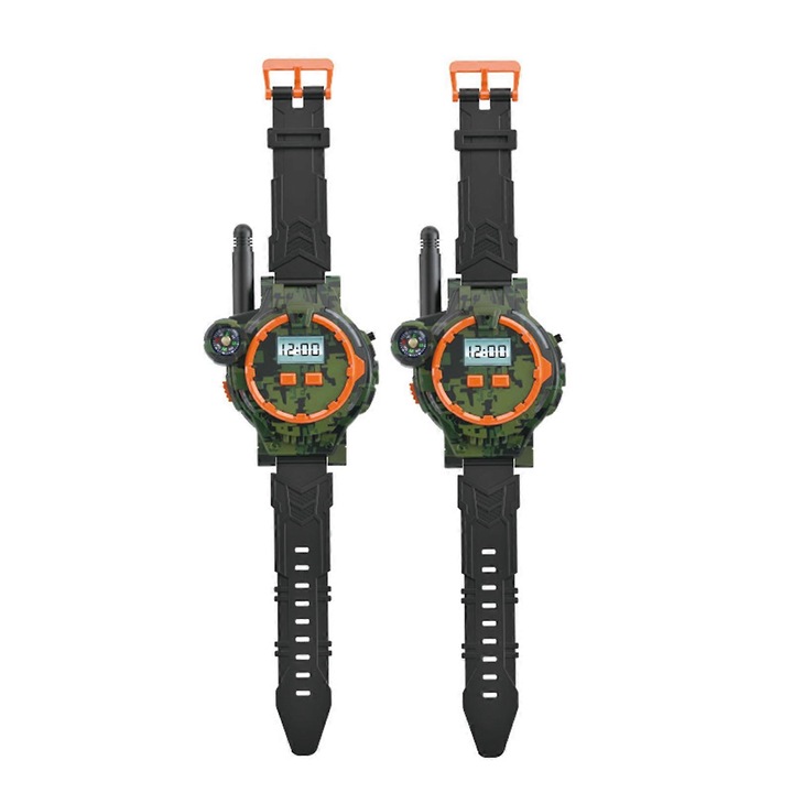 Gyerek walkie-talkie óra szett, 100m hatótávolság, katonai zöld, 6x3.5x24cm