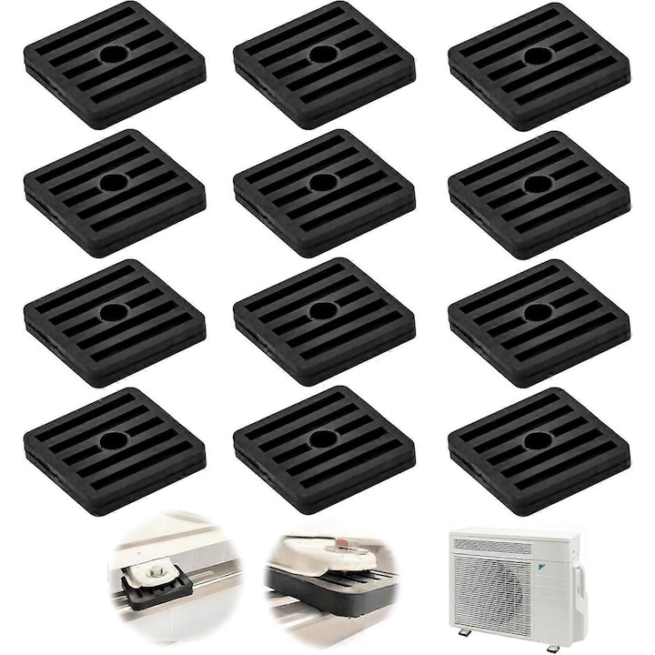 12 darabos rezgéscsillapító készlet légkondicionálóhoz, 4.7x4.7x0.8cm, rezgésgátló gumi