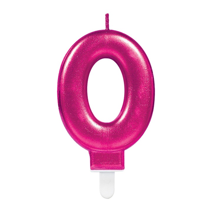 Gyertyafigura 0, AMSCAN, rózsaszín, 8cm, 1 db-os szett.