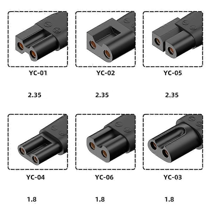6 darab Type-C töltőadapter készlet borotvákhoz, fekete