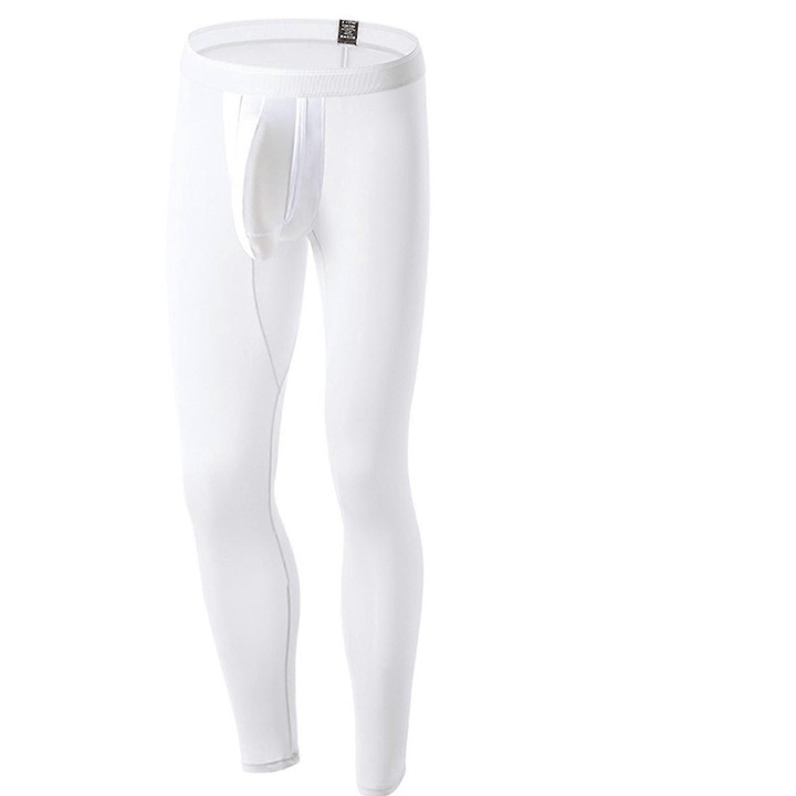 Pantaloni sport barbati, colanti elastici, uscare rapida, alb, chinlon, set 1 buc., L INTL