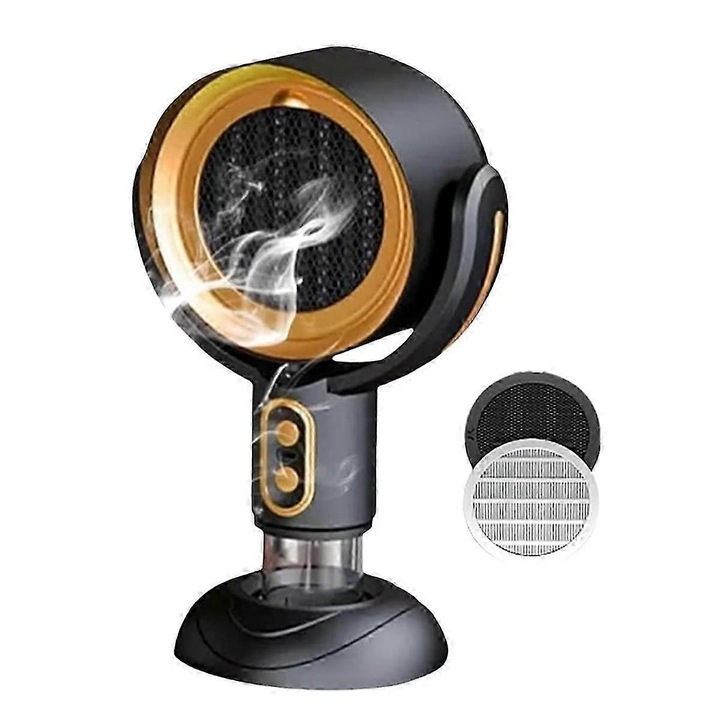 Füstelszívó ventilátor, fekete és arany, levehető és mosható szűrővel, 2 állítható sebességfokozattal