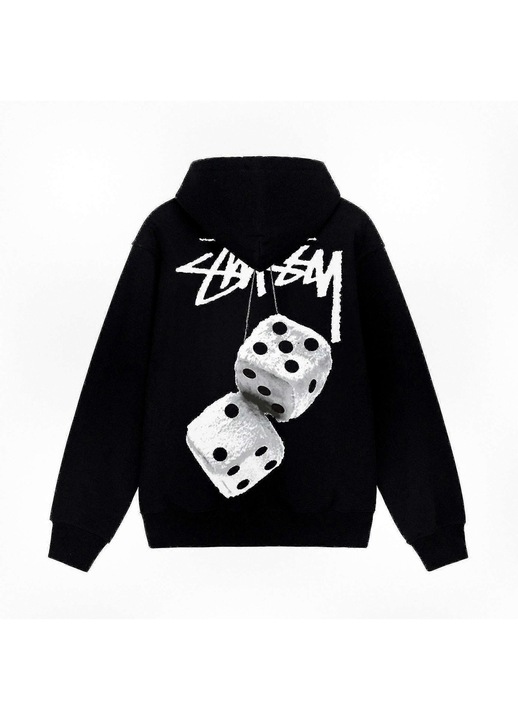 Hanorac unisex, negru, bumbac, cu gluga, design casual, L INTL