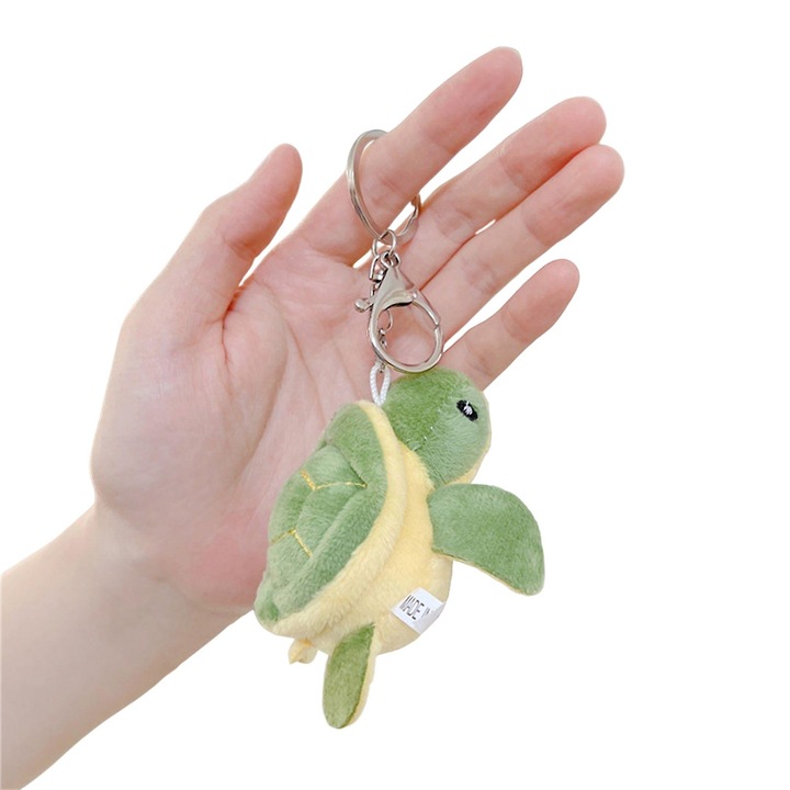 Plüss teknősbéka kulcstartó, 9cm, 2 darabos készlet, arany vagy ezüst színű