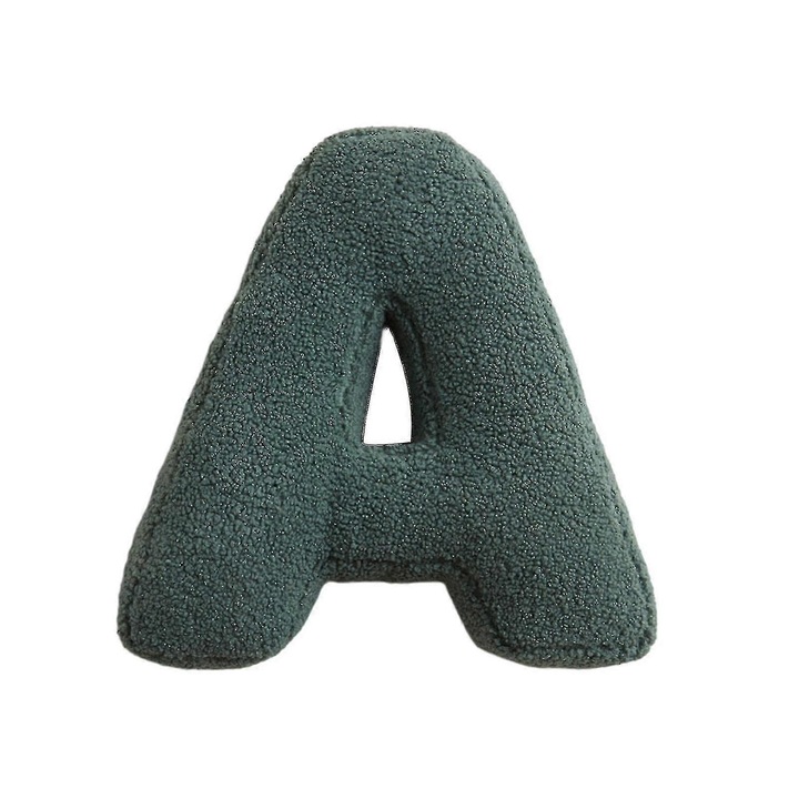 Perna decorativa litera, 38x30cm, material PP bumbac, verde
