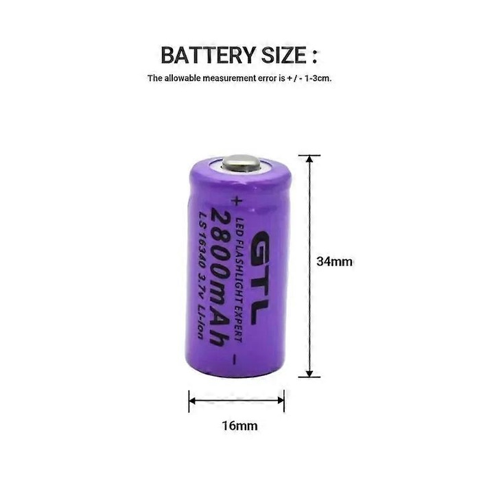 Li-ion 16340 akkumulátor, 2800mAh, lila, 12 darabos készlet, GTL